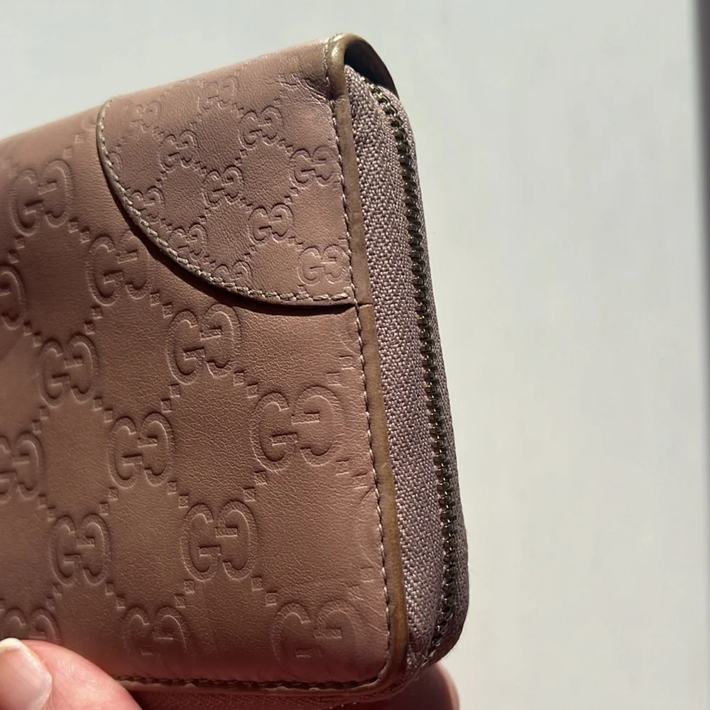 Authentic Gucci Guccissima Large Blush Pink Nude Zip Around Continental Wallet - Picture 9 of 17